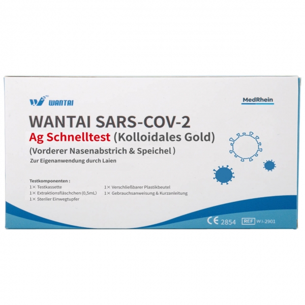 Wantai Sars-CoV-2 Antigen Schnelltest, 2in1 Selbsttest (Nase oder Speichel), CE