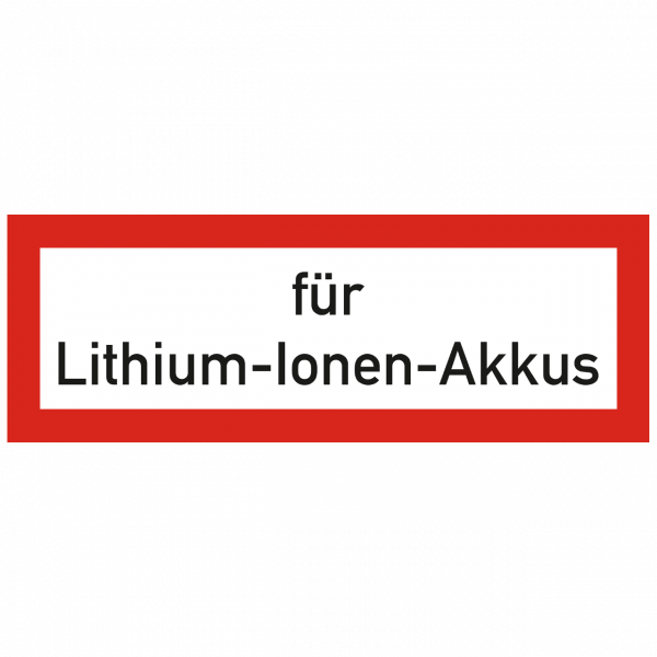 Brandschutzschild mit Text für Lithium-Ionen-Akkus