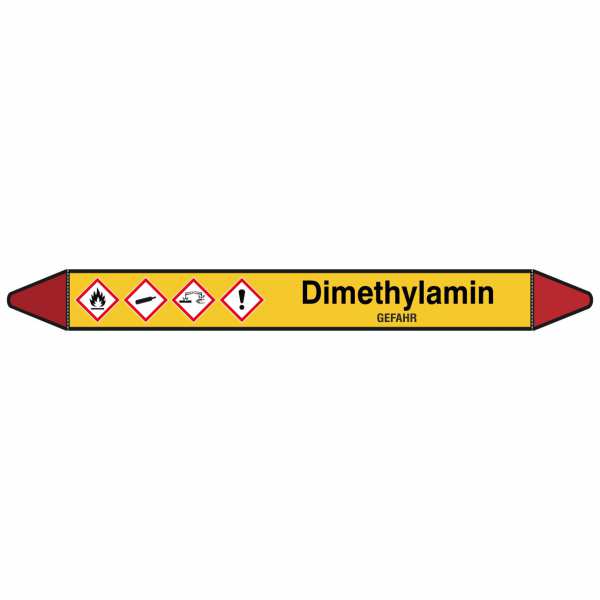 Brady Rohrmarkierer mit Text Dimethylamin - GEFAHR