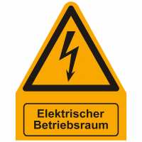 Kombischild Warnzeichen mit Text Elektrischer Betriebsraum, 200x255 mm Folie Kombischild Warnzeichen mit Text Elektrischer Betriebsraum, 200x255 mm Folie