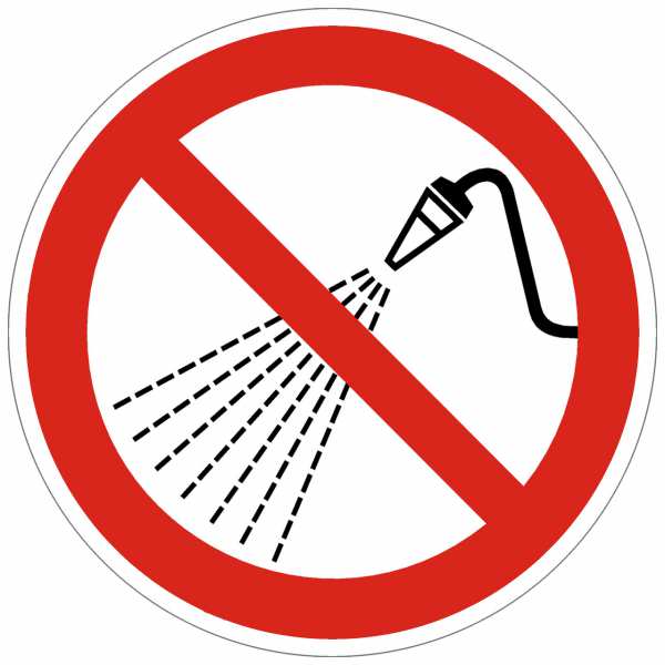 Verbotszeichen Mit Wasser spritzen verboten nach BGV A8 (P17)