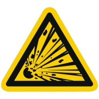 Warnzeichen Warnung vor explosionsgefährlichen Stoffen nach ISO 7010 (W002)