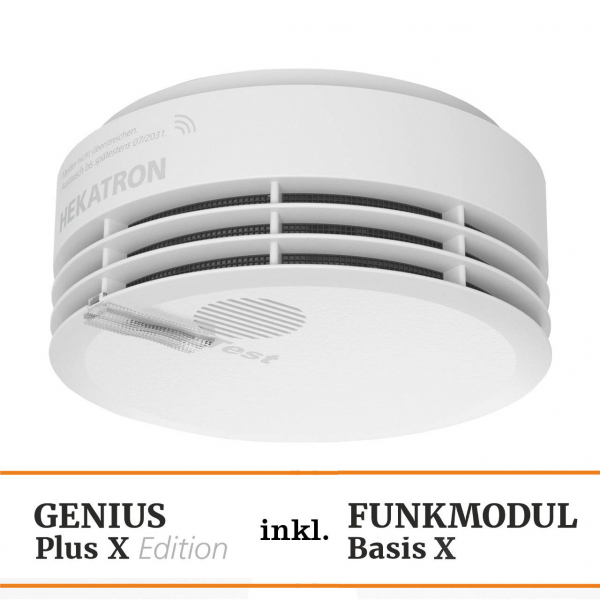 Hekatron Genius Plus X Rauchmelder + Funkmodul Basis X - 10er Pack