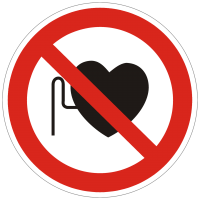 Verbotszeichen Verbot für Personen mit Herzschrittmacher nach BGV A8 (P11)