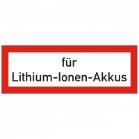 Brandschutzschild mit Text für Lithium-Ionen-Akkus