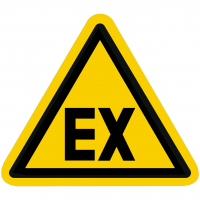 Warnzeichen Warnung vor explosionsfähiger Atmosphäre nach ISO 7010 (D-W021)