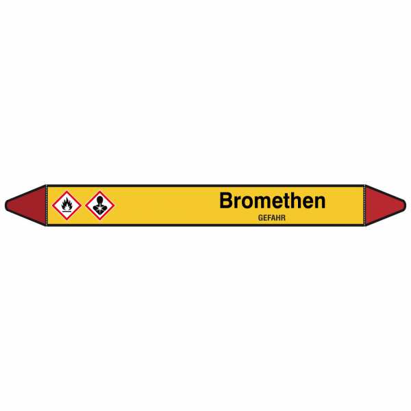 Brady Rohrmarkierer mit Text Bromethen - GEFAHR