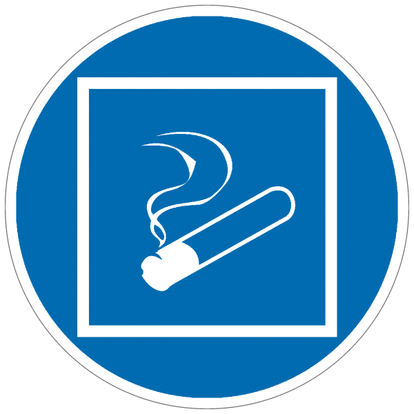 Gebotszeichen Rauchen innerhalb des begrenzten Raumes gestattet