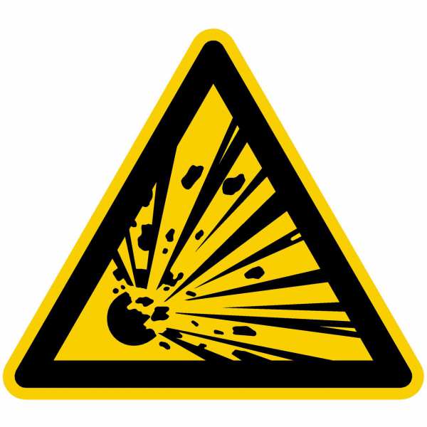 Warnzeichen Warnung vor explosionsgefährlichen Stoffen nach BGV A8 (W02)