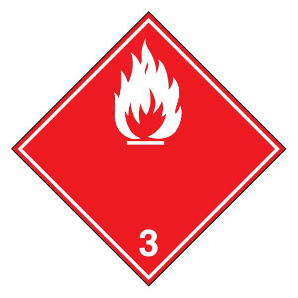 Gefahrzettel Entzündbare flüssige Stoffe (weiße Flamme) Klasse 3