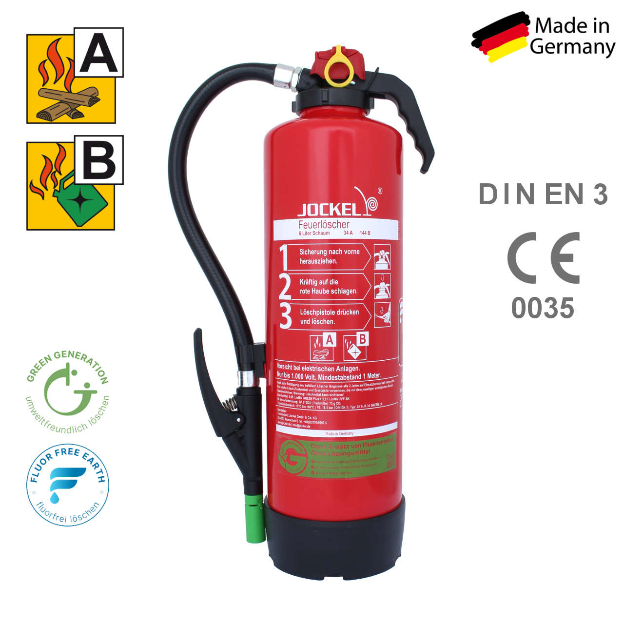 Feuerlöscher-Welt | Fluorfreier Schaum-Aufladelöscher SK6JX34 Green