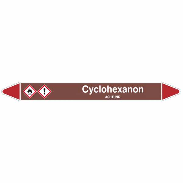 Brady Rohrmarkierer mit Text Cyclohexanon - ACHTUNG