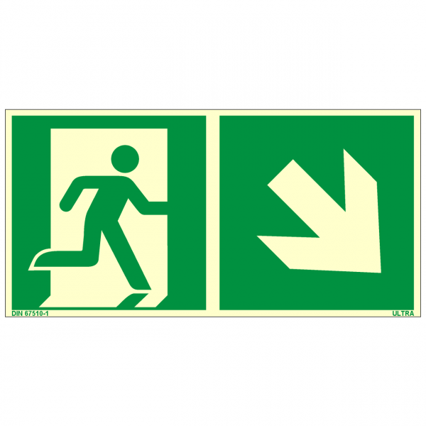 Rettungszeichen Rettungsweg rechts abwärts nach ISO 7010 (E002) / ASR A1.3