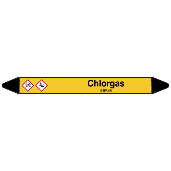 Brady Rohrmarkierer mit Text Chlorgas - GEFAHR