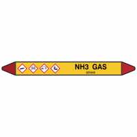 Brady Rohrmarkierer mit Text NH3 Gas - GEFAHR