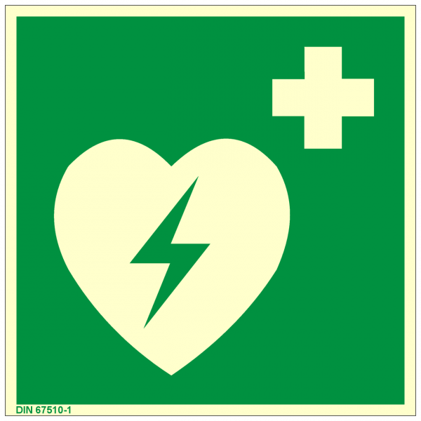 Rettungszeichen Defibrillator nach ISO 7010 (E010) / ASR A1.3