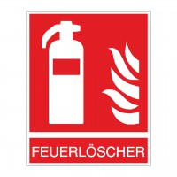 Brandschutzzeichen Feuerlöscher nach ISO 7010 mit Text Brandschutzzeichen Feuerlöscher nach ISO 7010 mit Text
