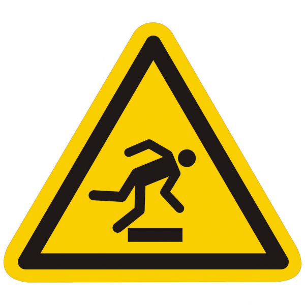 Warnzeichen Warnung vor Hindernissen am Boden nach ISO 7010 (W007)