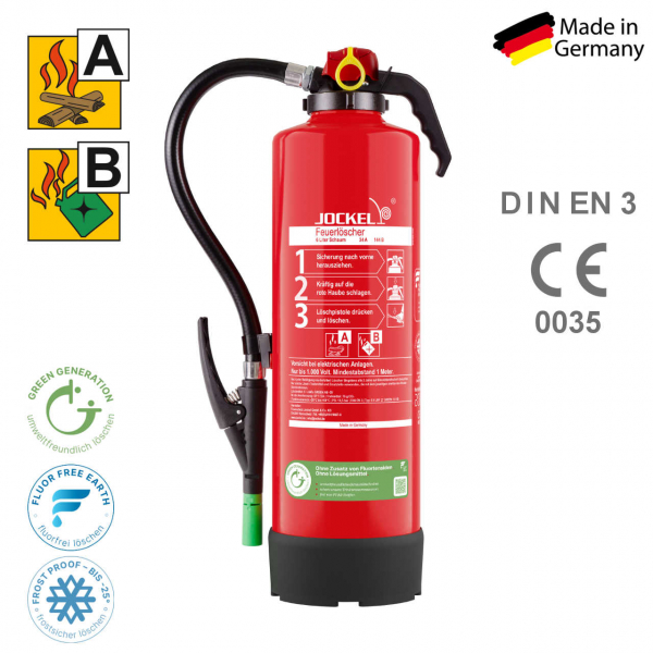 Schaum-Feuerlöscher Jockel S6JXF34 Green 2.0, 6 Liter fluorfrei, frostsicher