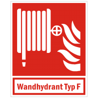 Brandschutzzeichen Löschschlauch mit Zusatz Wandhydrant Typ F nach ISO 7010 (F002)