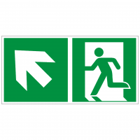 Rettungszeichen Rettungsweg - Notausgang links aufwärts nach ISO 7010 (E001) / ASR A1.3