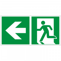 Rettungszeichen Rettungsweg - Notausgang links nach ISO 7010 (E001) / ASR A1.3