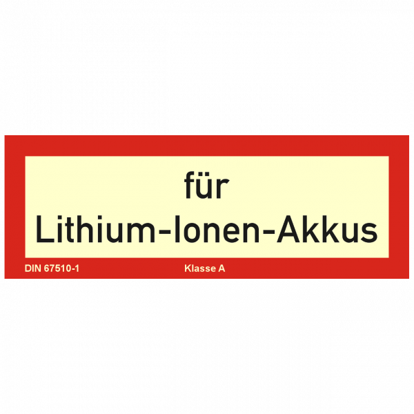 Brandschutzschild mit Text für Lithium-Ionen-Akkus