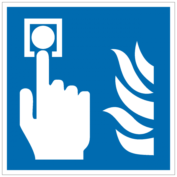 Schild für Hausalarm (blau), Symbol nach ISO 7010