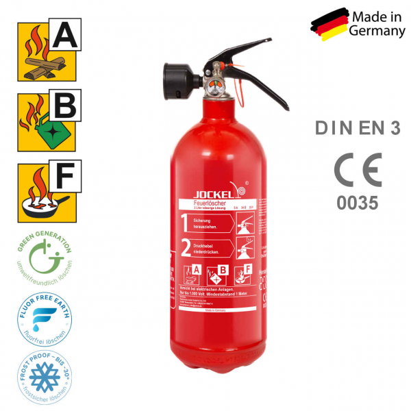 Fettbrand-Feuerlöscher Jockel F2JMHV5, 2 Liter fluorfrei, frostsicher