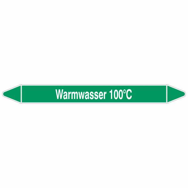 Brady Rohrmarkierer mit Text Warmwasser 100°C