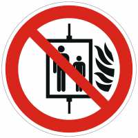 Verbotszeichen Aufzug im Brandfall nicht benutzen nach ISO 7010 (P020)