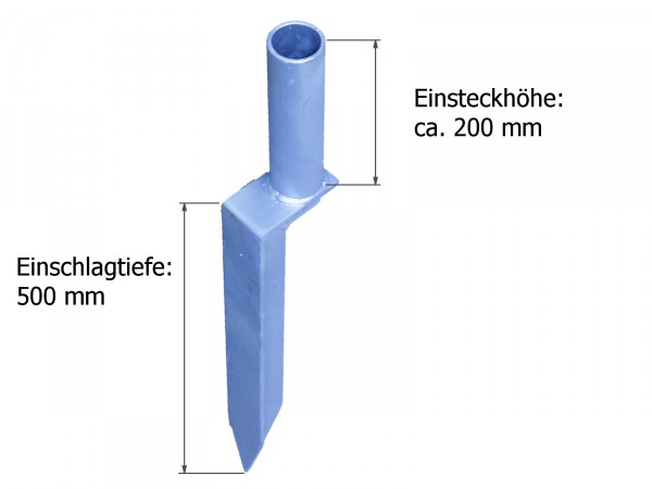 EinschlagBodenhülse für Kettenpfosten rund Ø 60 mm SQS