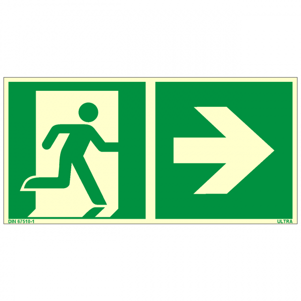 Rettungszeichen Rettungsweg - Notausgang rechts nach ISO 7010 (E002) / ASR A1.3