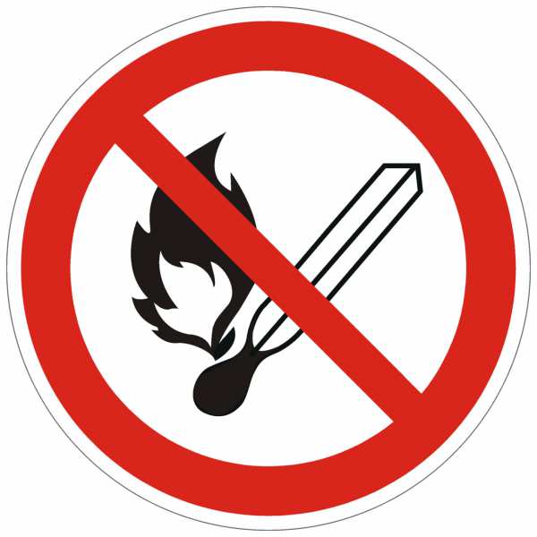 Verbotszeichen Feuer, offenes Licht und Rauchen verboten nach ISO 7010 (P003)