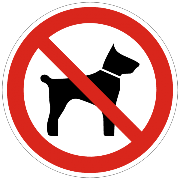 Verbotszeichen Mitführen von Tieren verboten nach BGV A8 (P14)