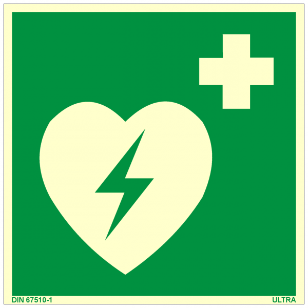 Rettungszeichen Defibrillator nach ISO 7010 (E010) / ASR A1.3