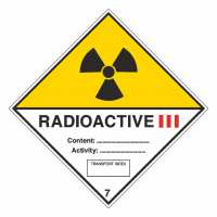 Gefahrzettel Radioaktive Stoffe, Kategorie III Klasse 7C