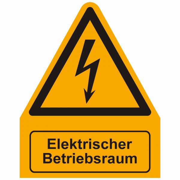 Kombischild Warnzeichen mit Text Elektrischer Betriebsraum, 200x255 mm Folie