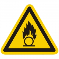 Warnzeichen Warnung vor brandfördernden Stoffen nach ISO 7010 (W028)