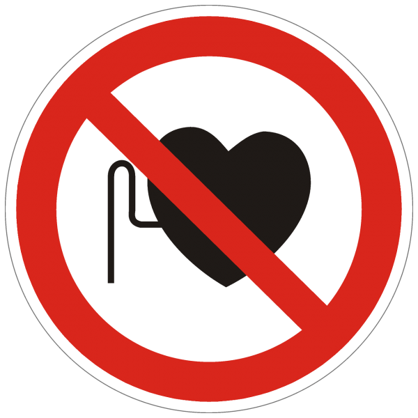 Verbotszeichen Verbot für Personen mit Herzschrittmacher nach BGV A8 (P11)
